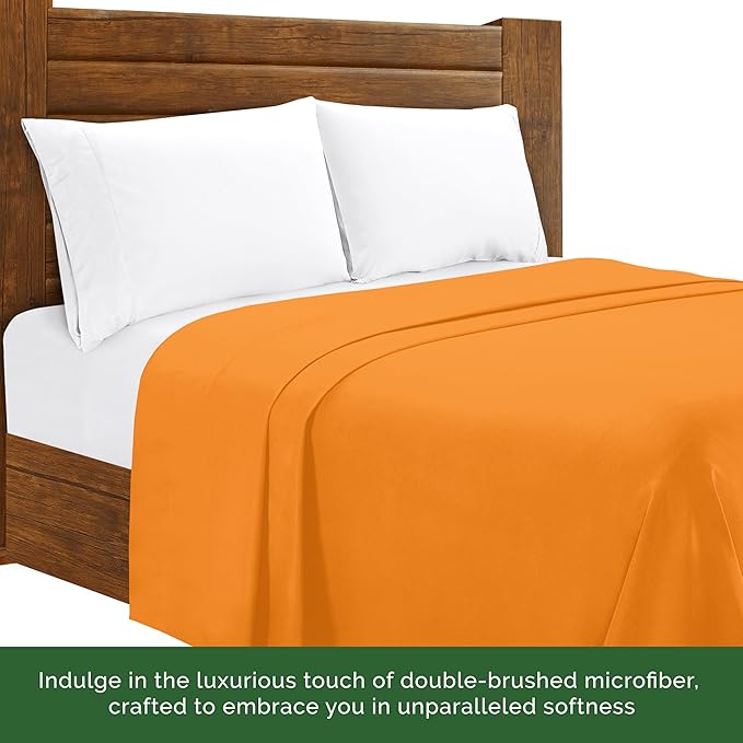 Luxury Flat Sheet on Amazon Elegant Comfort Wrinkle-Free 1500 Premier Hotel Quality 1-Piece Flat Sheet, Full Size, Vibrant Orange