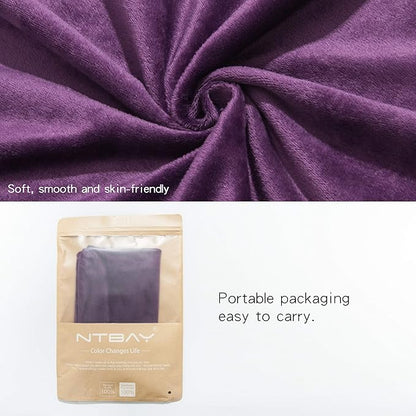 NTBAY 2 Pack Zippered Velvet King Pillowcases, Super Soft and Cozy Luxury Fuzzy Flannel Pillow Cases with Zipper, 20x36 Inches, Purple