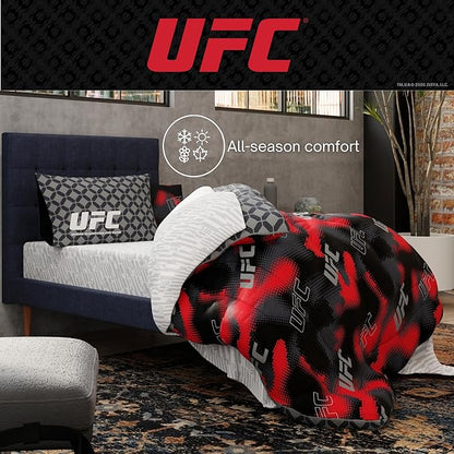 UFC Fight Night Bedding Set, Twin Size 5 Piece Set Super Soft Cozy Reversible Comforter and Sheet Set with Sham, (100% Officially Licensed Product) by Franco