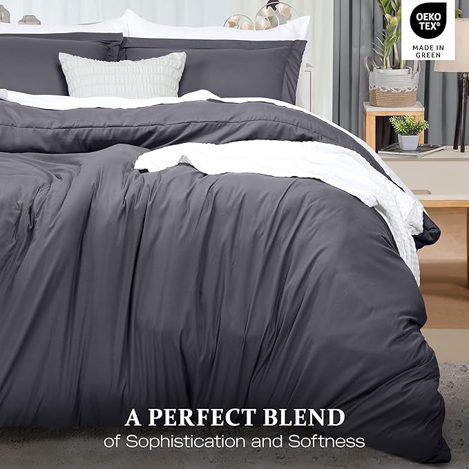 Utopia Bedding Duvet Cover King Size - 3 Piece with Zipper Closure - 1 Comforter Cover 104X90 Inches & 2 Pillow Shams 20X36 Inches (Grey) Comforter Not Included
