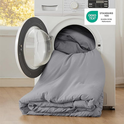 Bedsure Full Comforter Set, Grey Soft Prewashed Bedding for All Seasons, 3 Pieces GentleSoft™ Bed Set, 1 Lightweight Comforter (82"x86") and 2 Pillowcases (20"x26")