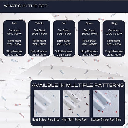 Nautica - Full Sheets, Cotton Percale Bedding Set, Casual Bedding Set (High Surf Navy, Full)