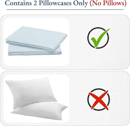 California Design Den King Pillow Cases Set of 2 - Luxuriously Soft and Thick 800 Thread Count, Smooth Sateen, Natural 100% Cotton Pillowcases King, Durable - Blue (Grey Tone)