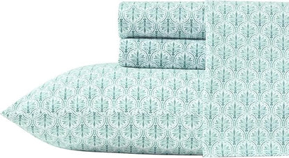 Tommy Bahama - King Sheet Set, Super Soft Cotton Percale Bedding with Matching Shams, Tropical Bedding Set, Oeko-Tex Certified (Coastal Batik Green, King)
