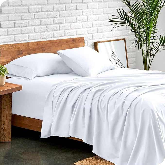 Bare Home Twin Sheet Set - 1800 Ultra-Soft Microfiber Twin Bed Sheets - Double Brushed - Deep Pockets - Easy Fit - 3 Piece Set - Bedding Sheets & Pillowcases (Twin, White)