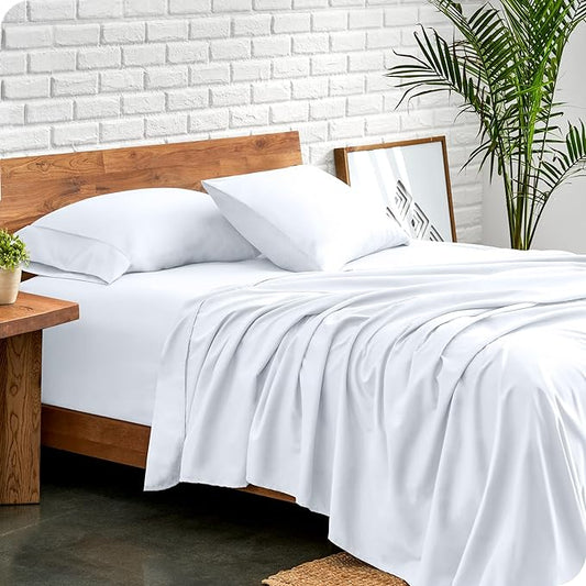 Bare Home Full Sheet Set - 1800 Ultra-Soft Microfiber Full Bed Sheets - Double Brushed - Deep Pockets - Easy Fit - 4 Piece Set - Bedding Sheets & Pillowcases (Full, White)