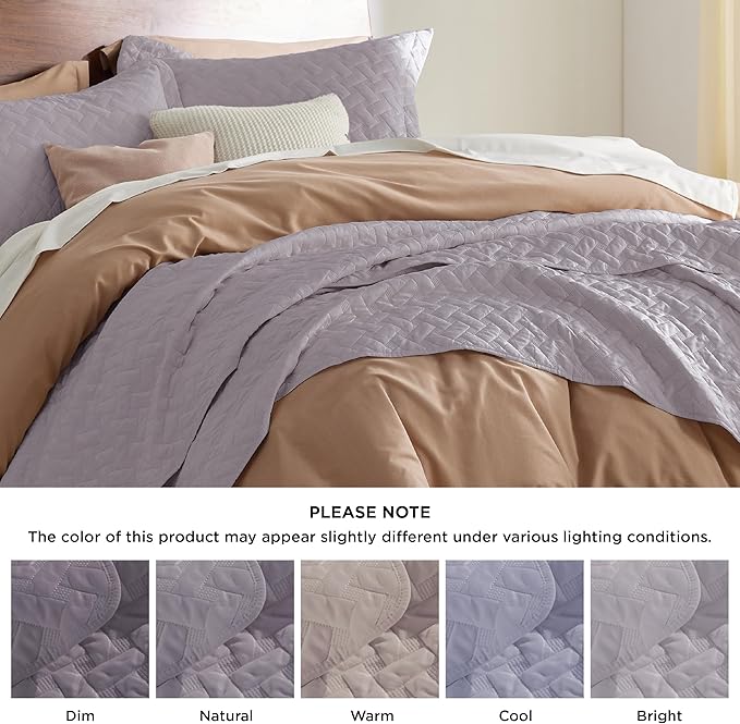 Bedsure Quilts King Size - Lightweight Bedspreads King Size with Basket Weave Pattern, Soft Quilt Bedding Set, Purple Comforter Set Coverlet for All Seasons with 2 Pillow Shams (106" x 96") | Skin-Friendly Soft, All-Season Comfort, Breathable, Lightwei...