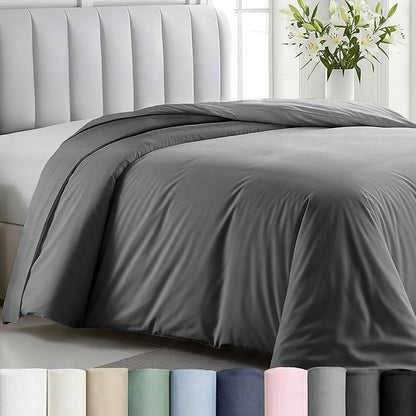 California Design Den Twin XL/Twin Size Duvet Cover Only - Premium 400 Thread Count, Natural 100% Cotton Duvet Cover, Soft Sateen Weave, Button Closure and Corner Ties - Grey