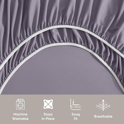 Nestl Split King Sheet Set - 1800 Ultra-Soft Microfiber Bed Sheets - Double Brushed - Deep Pockets - Easy Fit - 5 Piece Set - Bed Sheets & Pillowcases (Split King, Grayish Purple)