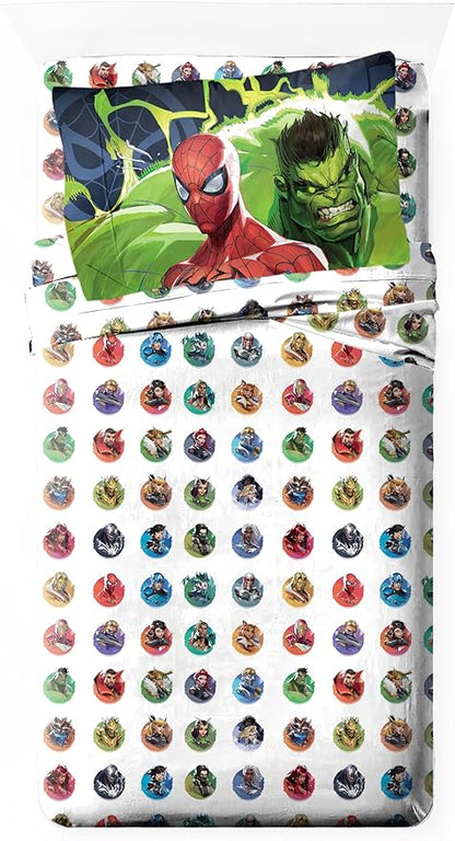 Jay Franco Kids Sheet Set with Fitted, Flat Sheets & Pillow Cover - Ultra-Soft Bedding with Pillowcase for Room Decor, Multi - Marvel Rivals, 3 Piece Twin