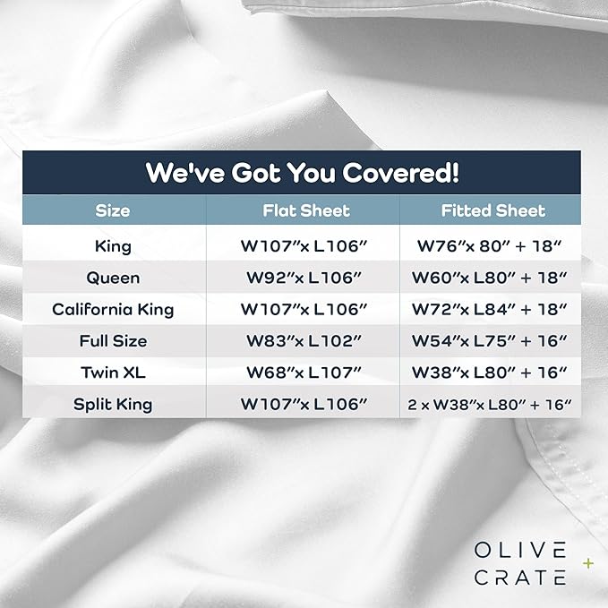 Olive + Crate Tencel Lyocell Eucalyptus Sheets King Size - Cooling Tencel Sheets for Hot Sleepers with 18 Inch Deep Pocket Fit - Eucalyptus 4-Piece Set