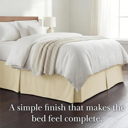 Southshore Fine Living, Inc. Hotel Quality California King Bed Skirt 14 Inch Drop, Pleated Dust Ruffle, Wrinkle Free Cal King Bed Skirt, Easy Care Microfiber, Pet Hair Resistant Bedskirt, Cream