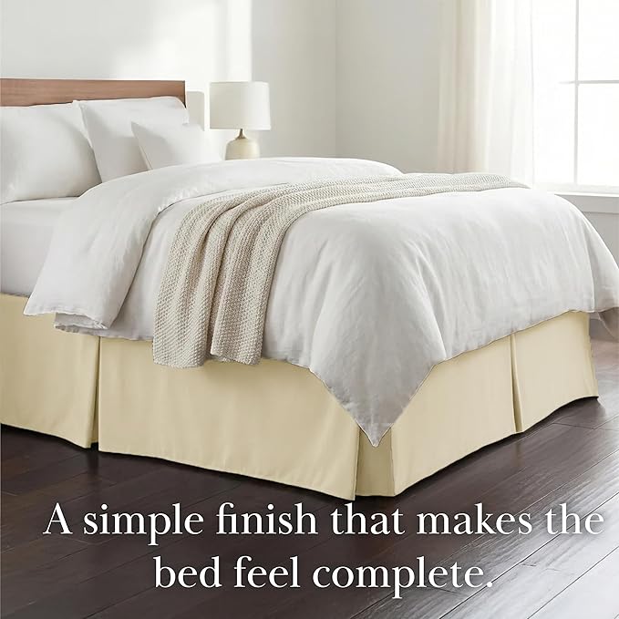 Southshore Fine Living, Inc. Hotel Quality Full Bed Skirt - 14" Drop, Elegant Pleated Design, Premium Dust Ruffle/Full Size Bed Skirt, Easy Care, Luxury Bed Skirt Full Size, Cream