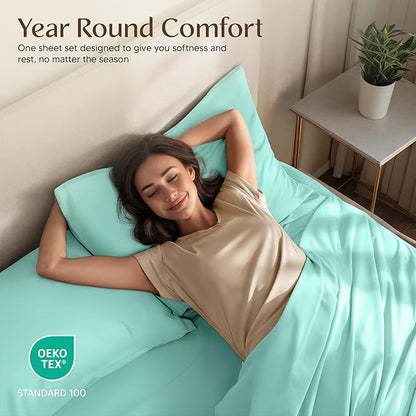 Utopia Bedding Twin XL Sheet Set – 3 Piece Bed Sheets for Twin XL Size Bed, Soft and Breathable Microfiber, Includes 1 Fitted Sheet, 1 Flat Sheet and 1 Pillowcase (Spa Blue)
