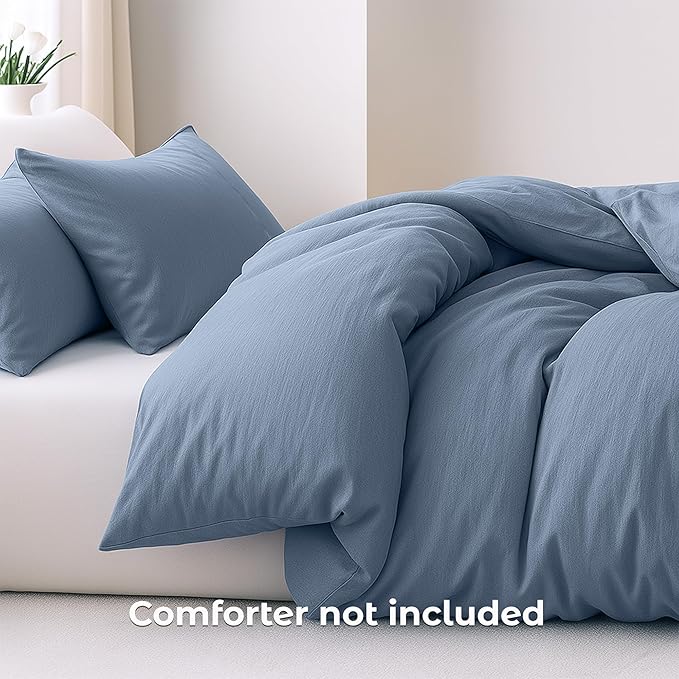 Pure Bedding Duvet Cover Twin/Twin XL Size - 2 Pieces Extra Soft Bedding Set, Includes 1 Twin Duvet Cover 68x90 Inches with Zipper Closure & 1 Pillow Sham, Comforter Not Included, Ash Blue