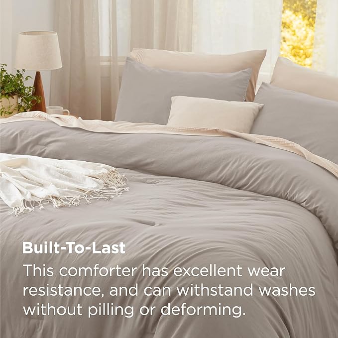 Bedsure California King Comforter Set, Linen Soft Prewashed Bedding for All Seasons, 3 Pieces GentleSoft™ Bed Set, 1 Lightweight Comforter (104"x96") and 2 Pillowcases (20"x36")