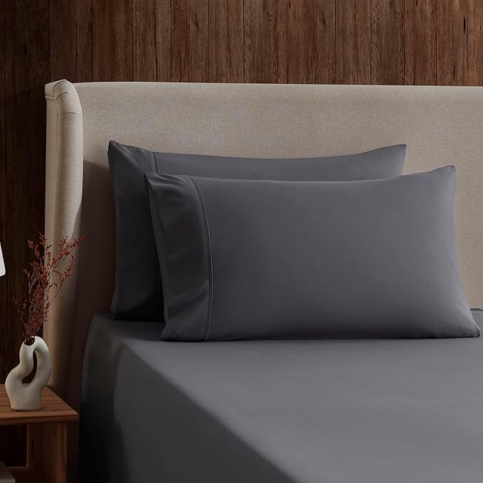 Nestl California King Sheet Set - 1800 Ultra-Soft Microfiber Cal King Bed Sheets - Double Brushed - Deep Pockets - Easy Fit - 4 Piece Set - Bed Sheets (California King, Dark Grey)