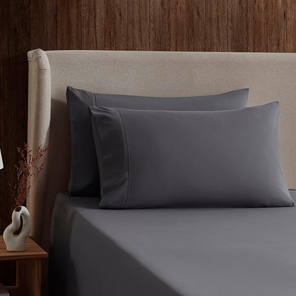Nestl King Sheet Set - Luxury 1800 Ultra-Soft Microfiber King Bed Sheets - Double Brushed - Deep Pockets - Easy Fit - 4 Piece Set - Bedding Sheets & Pillowcases (King, Dark Grey)