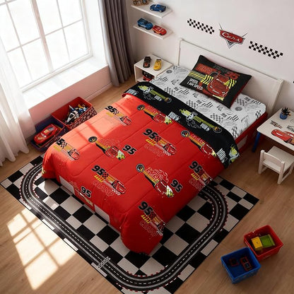 Northwest Disney Pixar Cars Twin Comforter Set, Reversible Lightning McQueen Design, Ultra Soft Fade Resistant Microfiber Kids Bedding Set, Officially Licensed