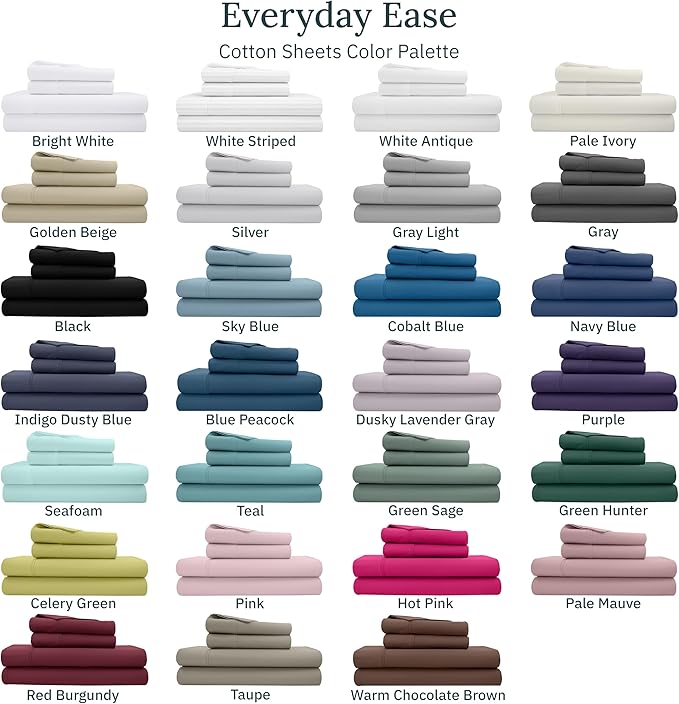 California Design Den Natural 100% Cotton Sheets, Full Size Sheets Set, 400 Thread Count Sateen Bedding, Deep Pockets for a Snug Fit, Durable & Breathable - Indigo Dusty Blue