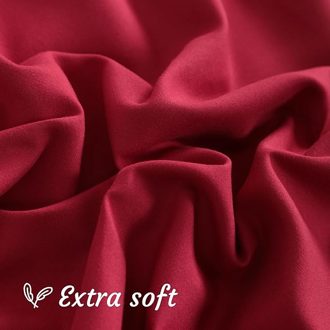 NTBAY Queen Pillow Cases Set of 2, 2 Pack Brushed Microfiber 20x30 Pillow Cases, Soft, Wrinkle, Fade, Stain Resistant Wine Red Pillow Cases with Envelope Closure, 20x30 Inches, Wine Red