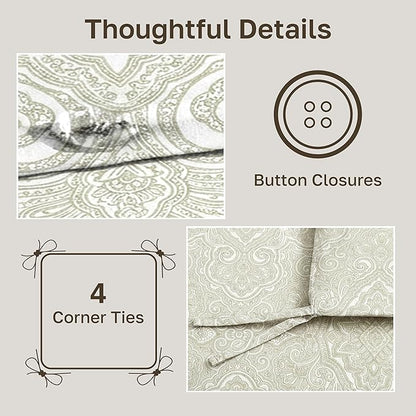California Design Den Natural 100% Cotton Twin Duvet Cover/Twin XL Only - Premium 400 Thread Count, Soft Sateen Weave, Button Closure and Corner Ties - Paisley Beige