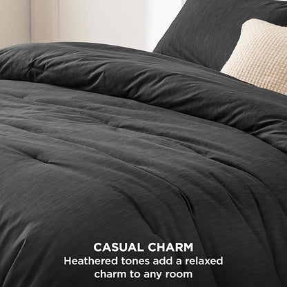 Bedsure King Size Comforter Set - Black Soft Bedding for All Seasons, Cationic Dyed Bed Set, 3 Pieces, 1 King Size Comforter (104"x90") and 2 Pillow Shams (20"x36"+2")