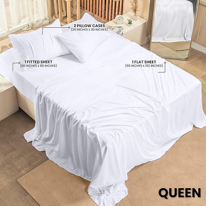 Utopia Bedding Queen Bed Sheets Set - Pack of 2 Sheet Sets - Perfect for Spa, Hotel, & Guest Bedroom - Brushed Microfiber - Shrinkage and Fade Resistant - Easy Care (White)