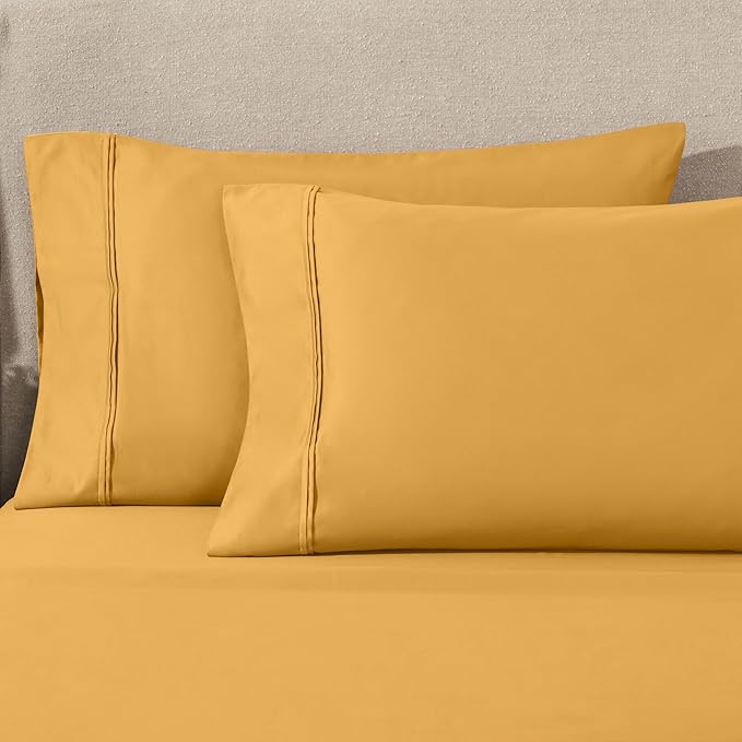 Superior 1200-Thread Count Egyptian Cotton Solid Pillowcase Set, Dijon, King