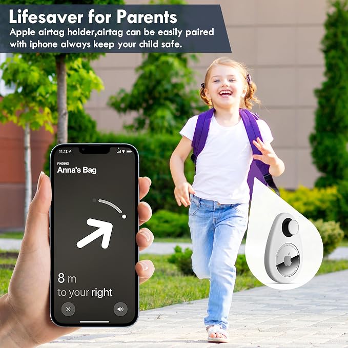 for Airtag Holder for Kids Hidden 2 Pack GPS Tracker Case, Anti-Removal Sercutiry Air Tag Case with Pins, GPS Cover Suitable for Children, Elderly, Pets, Backpack, Luggage (Navy Blue, White)