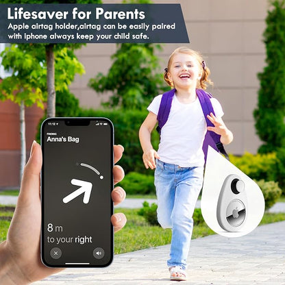 for Airtag Holder for Kids Hidden 2 Pack GPS Tracker Case, Anti-Removal Sercutiry Air Tag Case with Pins, GPS Cover Suitable for Children, Elderly, Pets, Backpack, Luggage (Navy Blue, White)