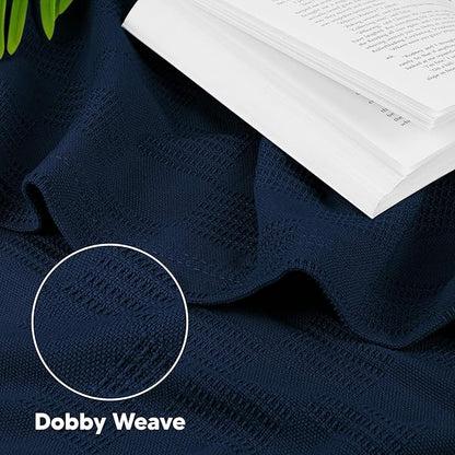 Utopia Bedding Navy 100% Cotton Blanket [Queen Size - 90x90 Inch] Lightweight, Soft and Breathable Thermal Blanket for All Seasons