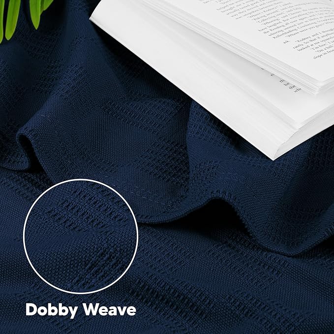Utopia Bedding Navy 100% Cotton Blanket [King Size - 90x108 Inch] Lightweight, Soft and Breathable Thermal Blanket for All Seasons