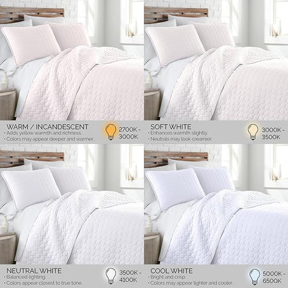 Southshore Fine Living, Inc. King Size White Quilt Bedding Set with 2 Pillow Shams, Quilted Summer Comforter, King Size, Light Weight Bedspread, California/King Quilt Coverlet, Bright White