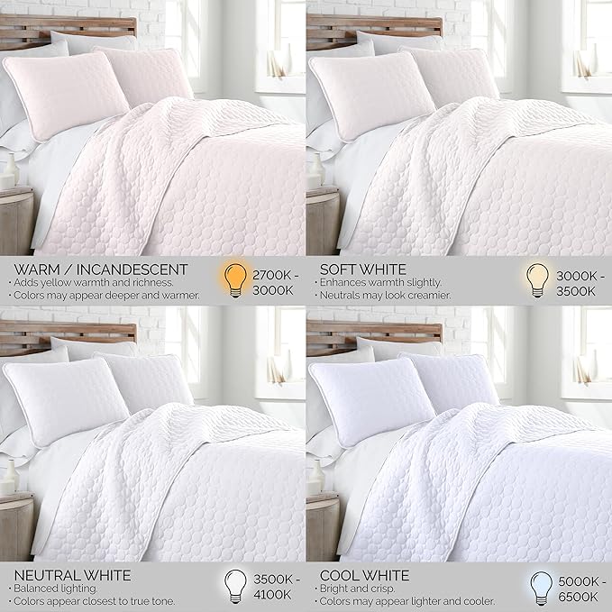 Southshore Fine Living, Inc. Twin XL Comforter Quilt Set, Dorm Room Bedding Essentials, Stain Resistant, Machine Washable Bed Spread, Twin XL White Quilt Bedspread Set w/Pillow Sham, Bright White