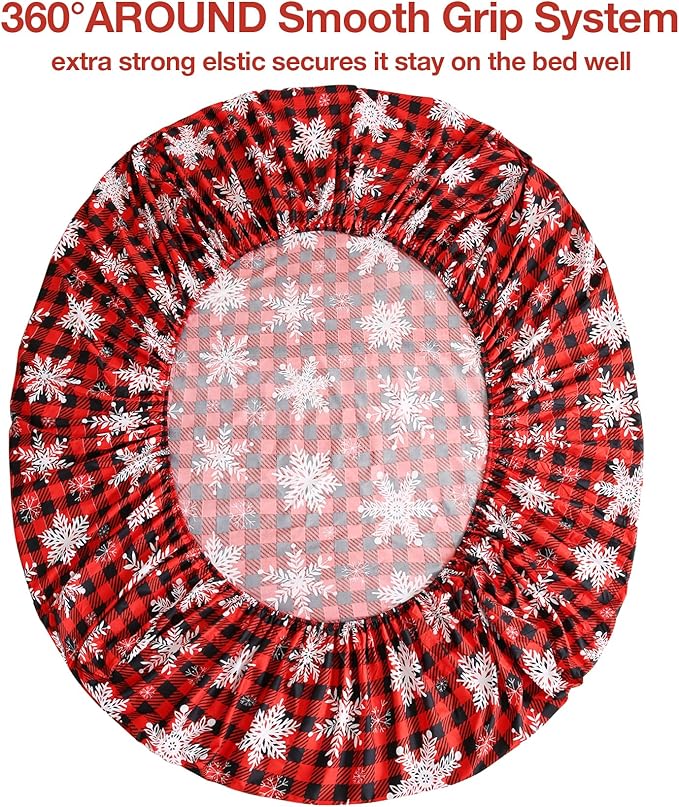 JSD Red Buffalo Plaid Snowflakes Sheet Set Queen Size, 4 Piece Christmas Winter Microfiber Bedding Sheets Extra Deep Pocket