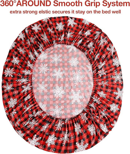 JSD Red Buffalo Plaid Snowflakes Sheet Set Queen Size, 4 Piece Christmas Winter Microfiber Bedding Sheets Extra Deep Pocket
