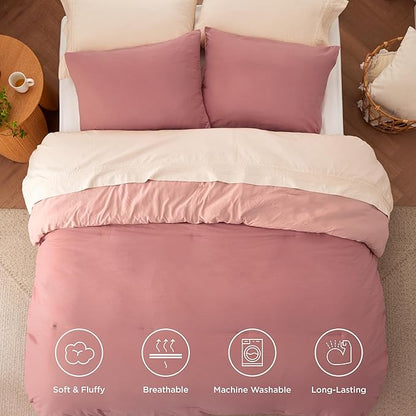 Bedsure King Comforter Set, Pink Clay Soft Prewashed Bedding for All Seasons, 3 Pieces GentleSoft™ Bed Set, 1 Lightweight Comforter (104"x90") and 2 Pillowcases (20"x36")