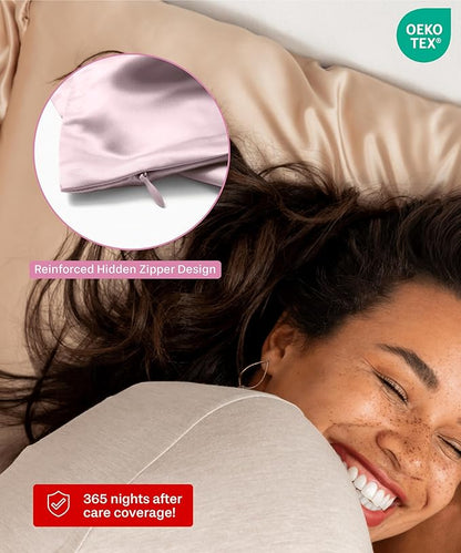 SUNDAYSILKS™ 100% Mulberry Silk Pillowcase, Silk Pillow Cases for Hair & Skin, Superior to Satin Pillowcase, with Zipper, Standard, Queen, King Sizes, Anti-Wrinkle, Cooling, Non-Slip Silk Pillowcases