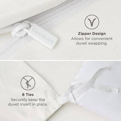 Bedsure Duvet Cover Queen Size - Soft Double Brushed Bedding Set for Kids & Adults, Zipper Closure, 3 Pieces, Includes 1 Duvet Cover (90"x90") & 2 Pillow Shams, NO Comforter, Cream White