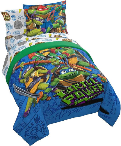 Jay Franco Nickelodeon Teenage Mutant Ninja Turtles Twin Comforter Set - 5 Piece Bedding Includes Sheet Set & Pillow Covers - Super Soft Mutant Mayhem Microfiber Bed Set