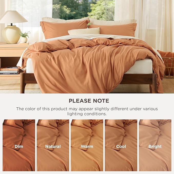 Bedsure Duvet Cover California King Size - Soft Double Brushed Bedding Set for Kids & Adults, Zipper Closure, 3 Pieces, Includes 1 Duvet Cover (104"x98") & 2 Pillow Shams, NO Comforter, Burnt Orange