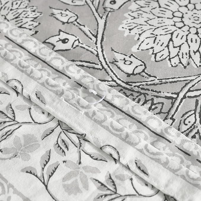 Levtex Home Adare Grey Reversible Queen Duvet Cover Set (90x94in) with 2 Pillowcases (26x20in) - Floral Bedding - Grey and White - 100% Cotton Queen Size Duvet Cover Set - Soft, Pre-Washed