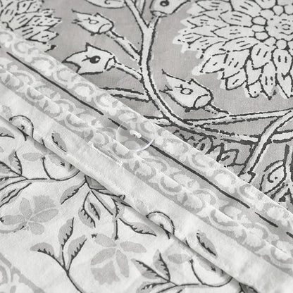 Levtex Home Adare Grey Reversible Queen Duvet Cover Set (90x94in) with 2 Pillowcases (26x20in) - Floral Bedding - Grey and White - 100% Cotton Queen Size Duvet Cover Set - Soft, Pre-Washed