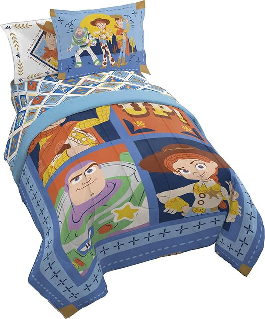 Jay Franco Kids Comforter Set Includes Sheets and Pillow Covers - Soft and Cozy Bed Set for Stylish Room Decor, Official Licensed Bedding, Blue - Toy Story, 7 Piece Full