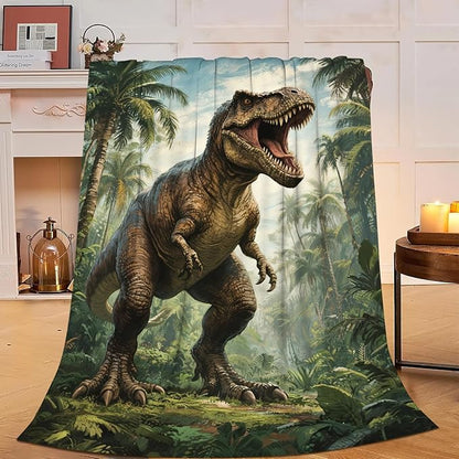 Dinosaur Tyrannosaurus Rex Blanket Super Soft Warm Fluffy Fleece Flannel Throw Blanket Cozy Fuzzy Plush Stuff Bedding Blankets Gifts for Women Kids Boys Girls Adults 80"X60"