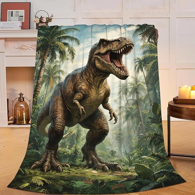 Dinosaur Tyrannosaurus Rex Blanket Super Soft Warm Fluffy Fleece Flannel Throw Blanket Cozy Fuzzy Plush Stuff Bedding Blankets Gifts for Women Kids Boys Girls Adults 60"X50"