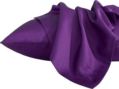 NTBAY Egyptian Cotton King Pillowcases - Set of 2, 500 Thread Count Cotton Pillowcases - Soft and Breathable Envelope Closure Pillow Cases - 20x36 Pillow Covers for Bed, Purple