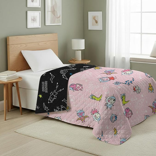 Northwest Peppa Pig Dino Stars Quilted Blanket, Comfy Throw, Lightweight Bedding for Bed, Couch, or Sleepovers, 60 x 80 inches
