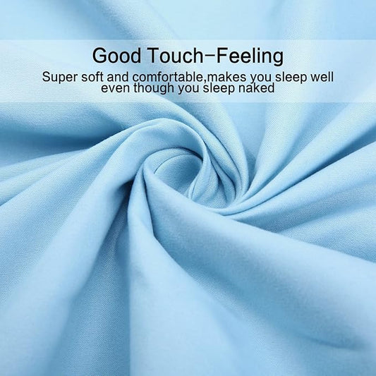 Luxury 1800 Bedding Sheets & Pillowcases - 4 Piece Set - 1 Flat, 1 Fitted Sheet & 2 Pillow Cases - Extra Soft Cooling - Deep Pocket up to 16" - Twin XL, Baby Blue
